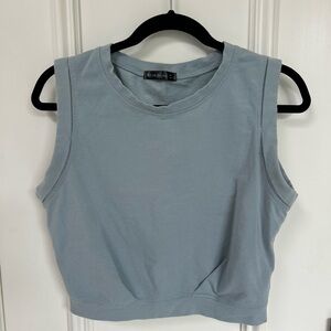 Blue Gray Sleeveless Crop Tank Top